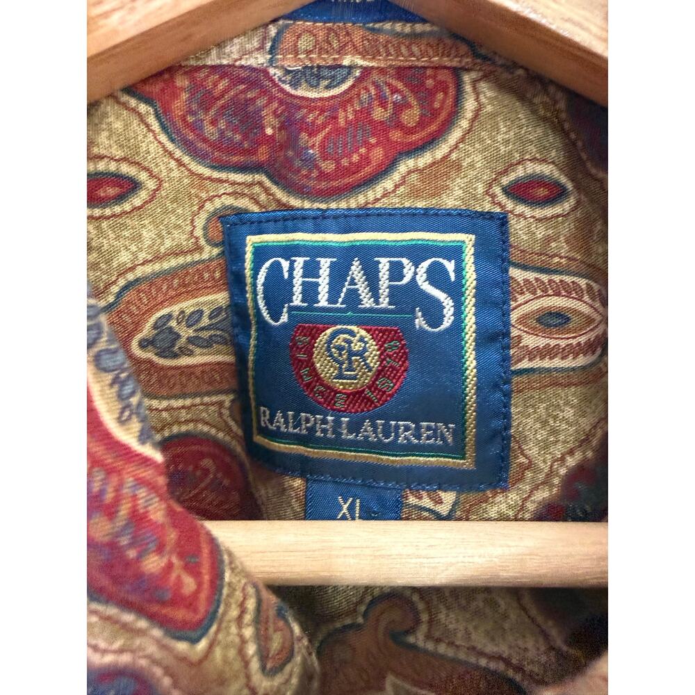 Vintage Chaps Ralph Lauren Paisley Button Up Shirt XL 100% Cotton Oversized - Picture 3 of 5